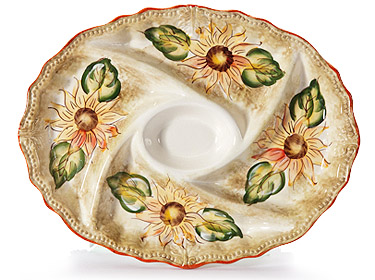  Ceramic 5-Section Oval tray