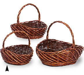 S/3 Oval Stained Willow Baskets w/Base #29/71811B