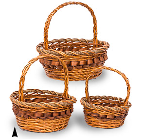 Oval Red and Gold Willow Baskets