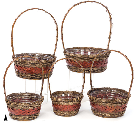 Split Rattan Stained Planters #8/14-9