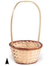 White Round Bamboo Basket w/Liner #29/1501W