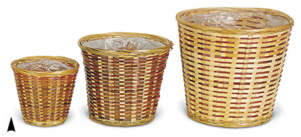 Assorted Bamboo Planters w/Liners #8/104/E