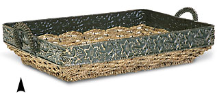 Oblong Seagrass Tray with Metal Rim #3/5027