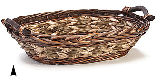 Oval Stained Willow & Straw Tray
