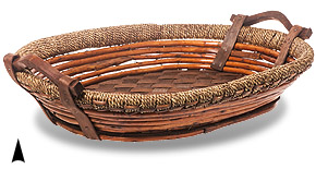 Round Stained Willow & Seagrass Tray