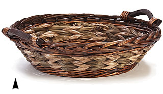 Round Stained Willow & Straw Tray