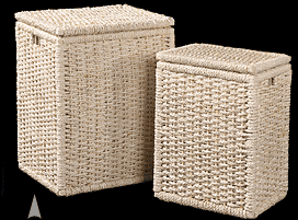 S/2 Oblong Maize Hampers w/Cloth Liners #5/854