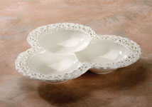 3-Section Lacy Ceramic Platter #7/6120