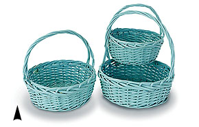 #29/1345LB S/3 Light Blue Round Willow Baskets 