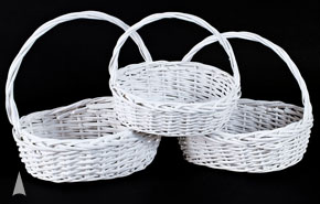 1344AW  S/3 White Oval Willow Baskets