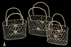 S/3 Gold Metal Purse Baskets #29/37  